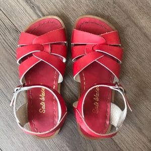Red salt water sandals